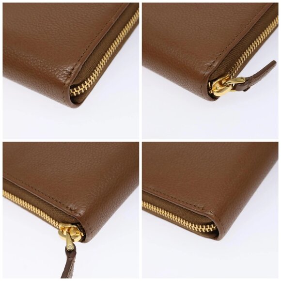 PRADA Long Wallet Leather Brown Gold Auth 133495 - Picture 15 of 16